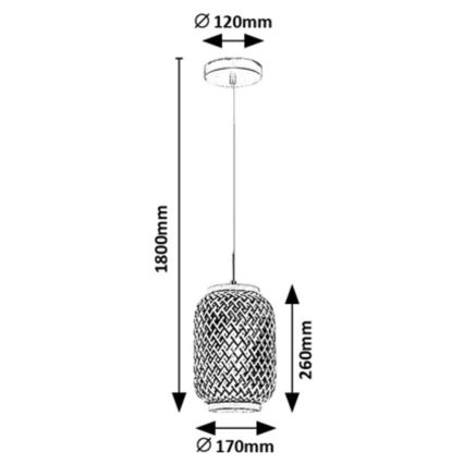 Rabalux - Підвісна люстра 1xE27/40W/230V ротанґ
