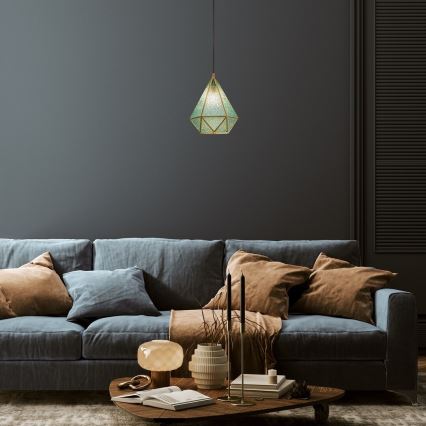 Rabalux - Tiffany Вітражна підвісна люстра 1xE14/40W/230V синій/золотий