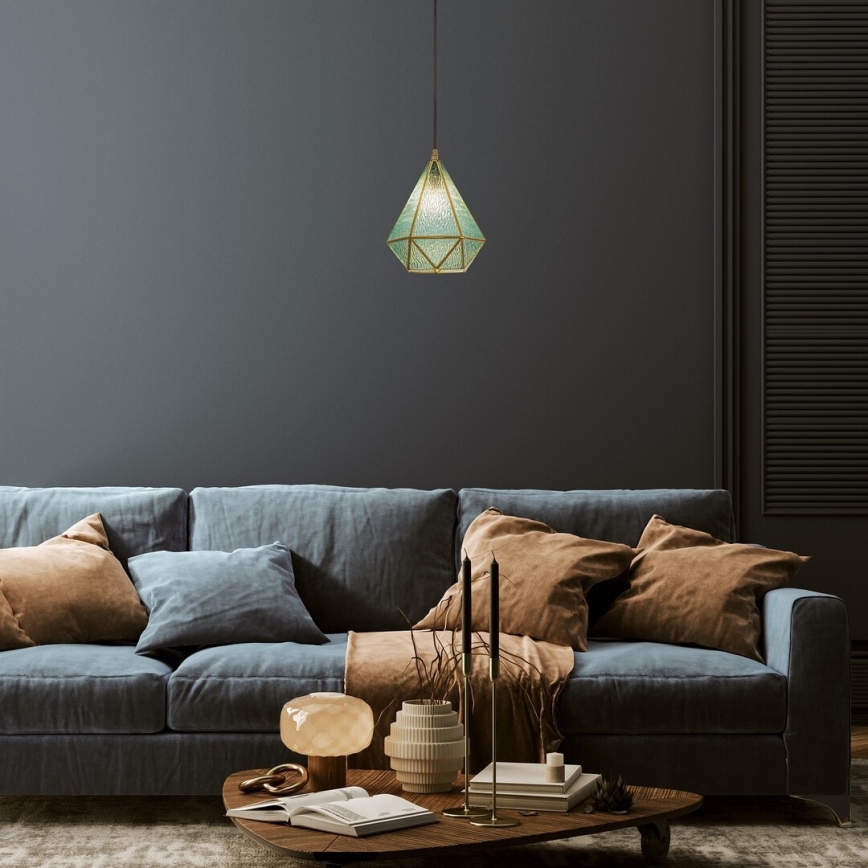 Rabalux - Tiffany Вітражна підвісна люстра 1xE14/40W/230V синій/золотий