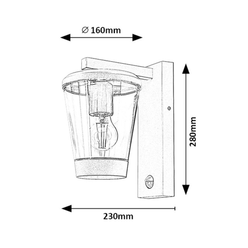 Rabalux - Вулична настінна лампа з датчиком 1xE27/40W/230V IP44
