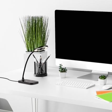Rabalux - Светодиодная сенсорная настольная лампа с регулированием яркости и беспроводной зарядкой LED/5W/5V 2700-6000K черный