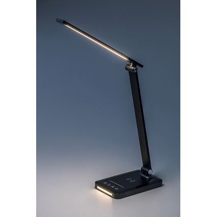 Rabalux 74213 - LED Гнучка настільна лампа з регулюванням яскравості з бездротовою зарядкою QI і USB LED/5W/5V 3000-6500K