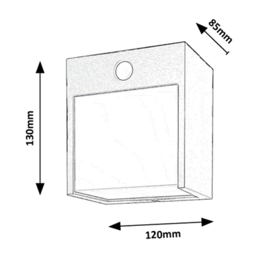 Rabalux - LED Зовнішній настінний світильник з датчиком LED/12W/230V чорний IP44