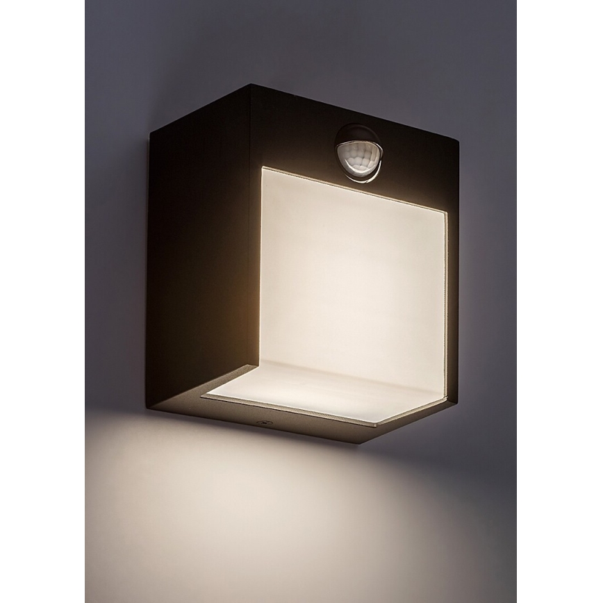 Rabalux - Уличный светодиодный настенный светильник с датчиком LED/12W/230V черный IP44