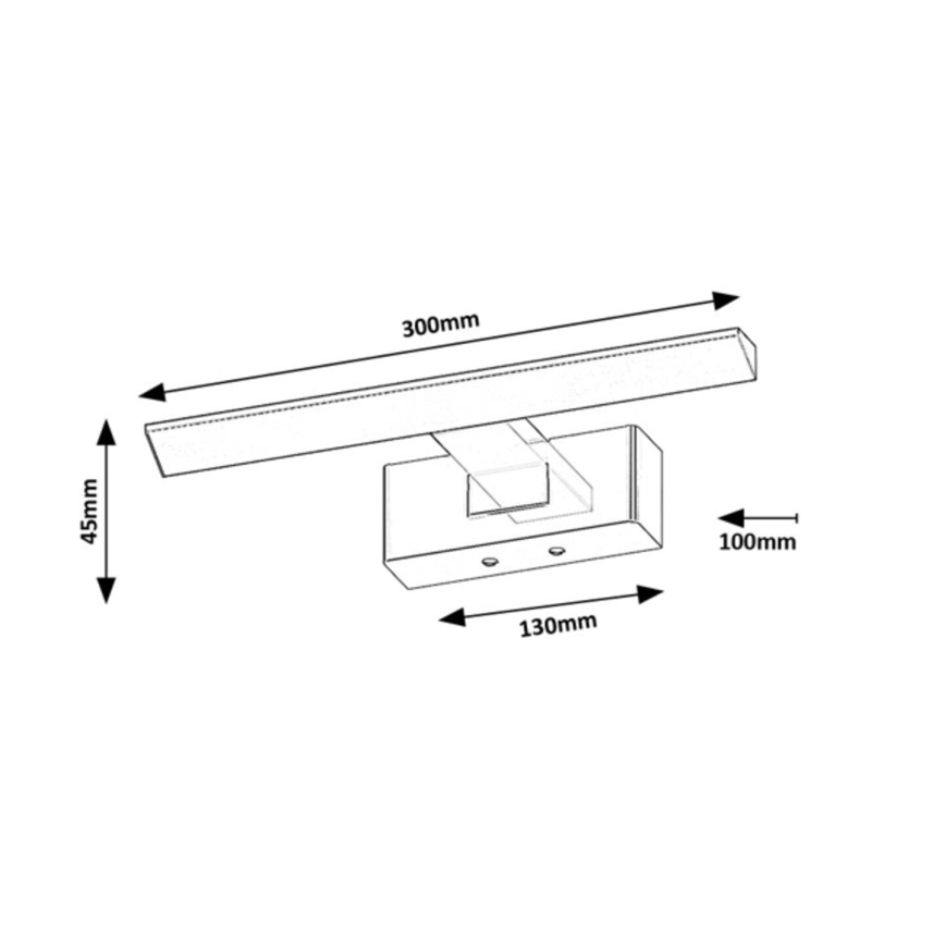 Рабалукс — світлодіодна підсвітка для дзеркала у ванній кімнаті, 6 Вт, 230 В, IP44, 30 см, чорна