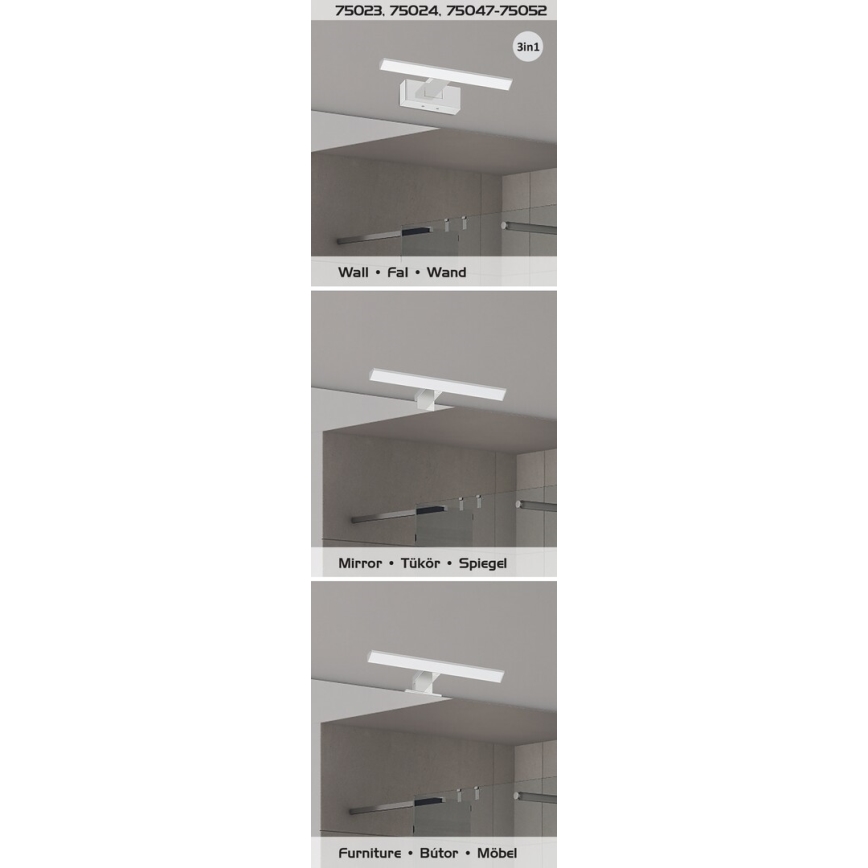 Рабалукс — світлодіодна підсвітка для дзеркала у ванній кімнаті, 6 Вт, 230 В, IP44, 30 см, чорна