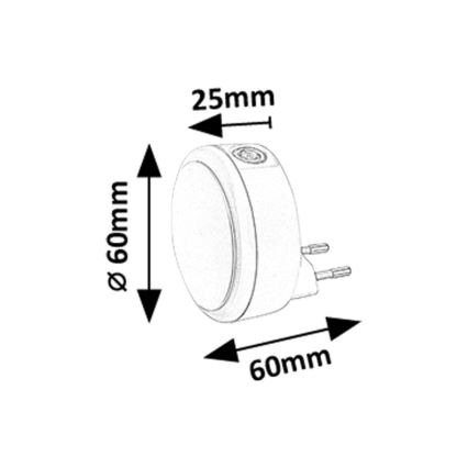 Rabalux - Светодиодный ночник в розетку с датчиком освещенности LED/0,3W/230V 3000K