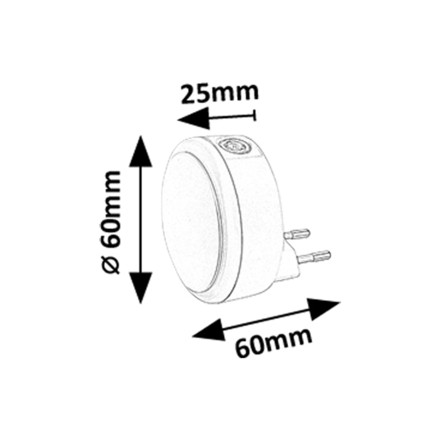 Rabalux - Светодиодный ночник в розетку с датчиком освещенности LED/0,3W/230V 3000K