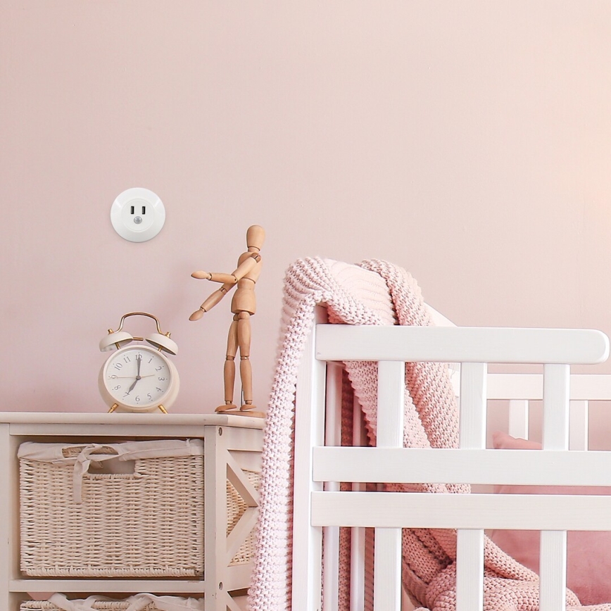 Rabalux - Світильник нічний LED з датчиком для розетки 2xUSB LED/13,9W/230V 3000K