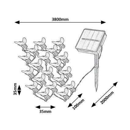 Rabalux - LED гірлянда на сонячній батареї 20xLED/0,06W/1,2V IP44