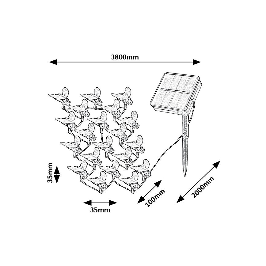 Rabalux - Светодиодная гирлянда на солнечной батарее 20xLED/0,06W/1,2V IP44