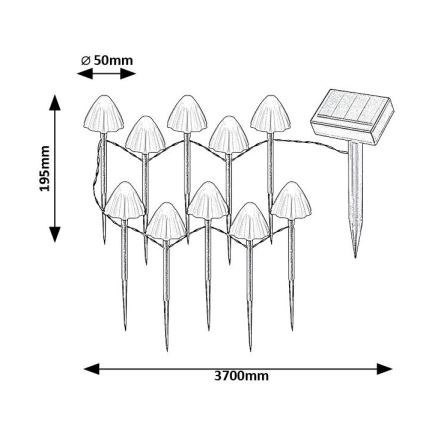 Rabalux - Светодиодный светильник на солнечной батарее 10xLED/0,2W/1,2V IP44