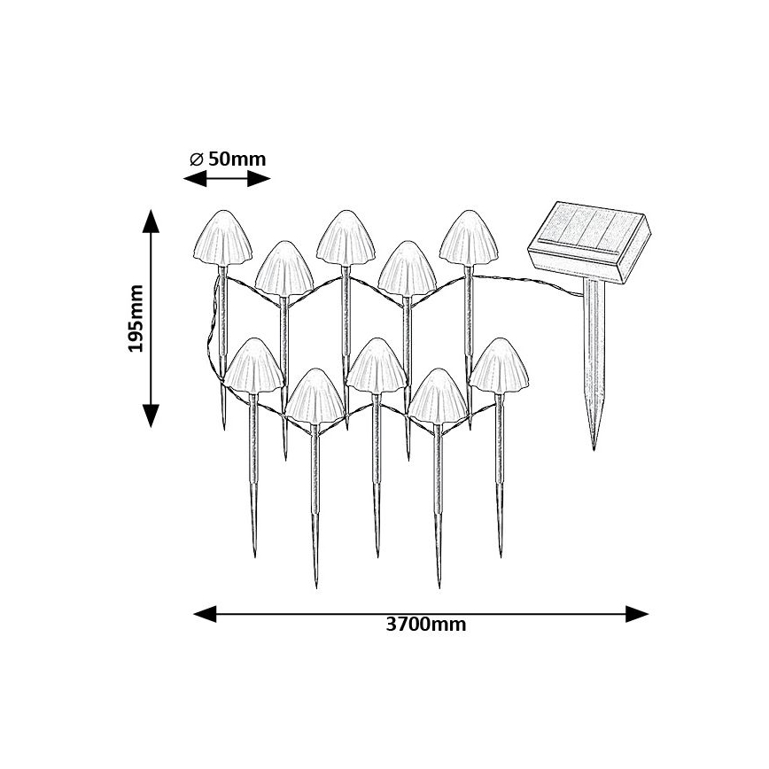 Rabalux - Світлодіодний світильник на сонячній батареї 10xLED/0,2W/1,2V IP44 300 mAh