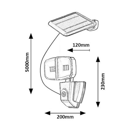 Rabalux - Светодиодный прожектор на солнечной батарее с датчиком LED/12W/3,7V IP44