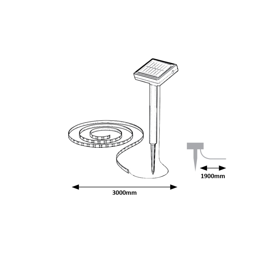 Rabalux - Светодиодная лента на солнечной батарее LED/0,26W/3,2V 4,9 м IP44 400 mAh