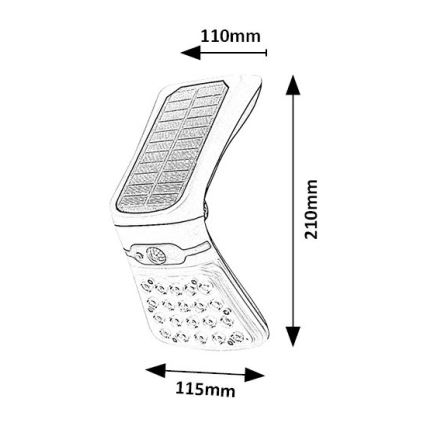 Rabalux - Светодиодный светильник на солнечной батарее с датчиком LED/4W/3,7V IP44