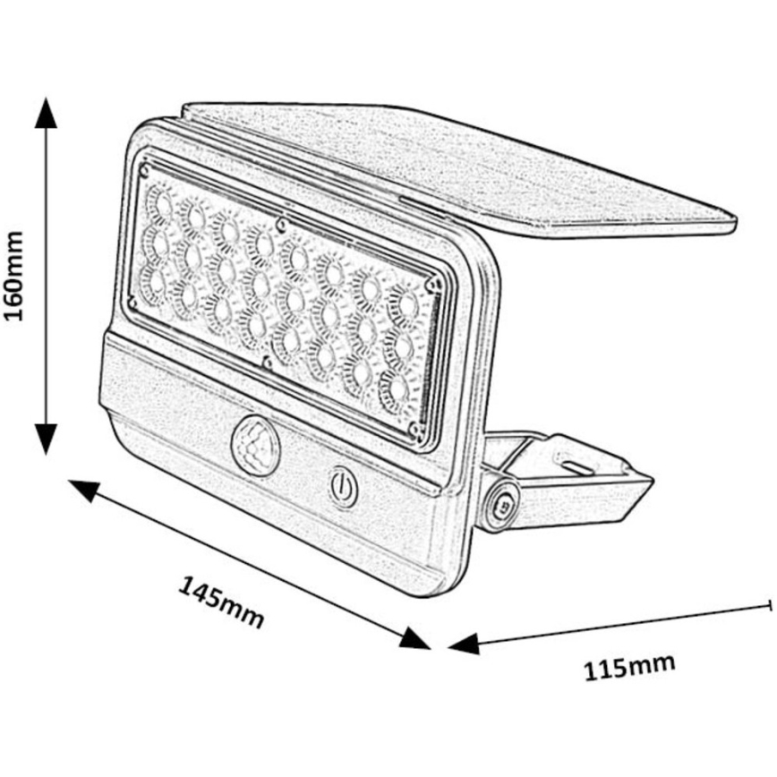 Rabalux - Светодиодный настенный светильник на солнечной батарее с датчиком LED/7W/3,7V IP54 черный