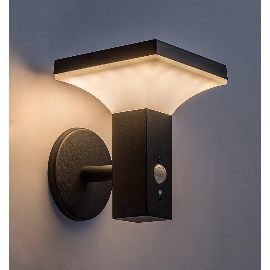 Rabalux - Світильник на стіну з LED-сонячною панеллю та сенсором LED/4W/230V IP44 чорний 2200 мАг