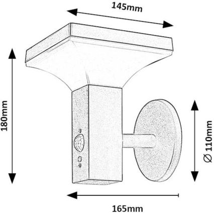 Rabalux - Светодиодный настенный светильник на солнечной батарее с датчиком LED/4W/230V IP44 черный