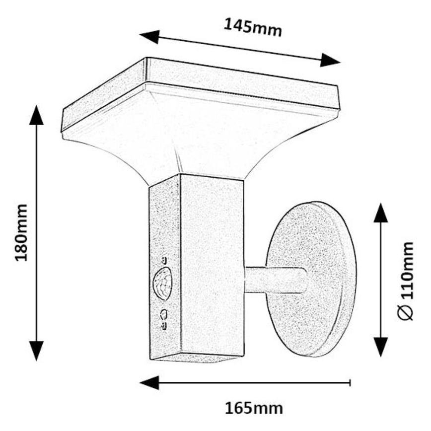 Rabalux - Светодиодный настенный светильник на солнечной батарее с датчиком LED/4W/230V IP44 черный