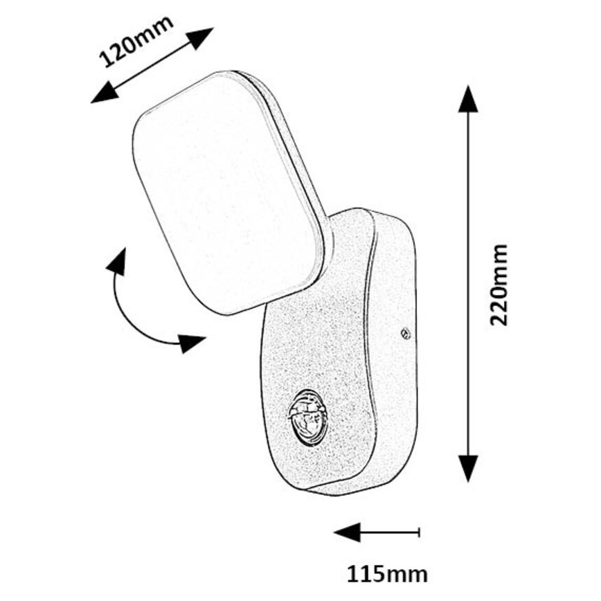 Rabalux - Уличный светодиодный настенный гибкий светильник с датчиком LED/12W/230V IP44