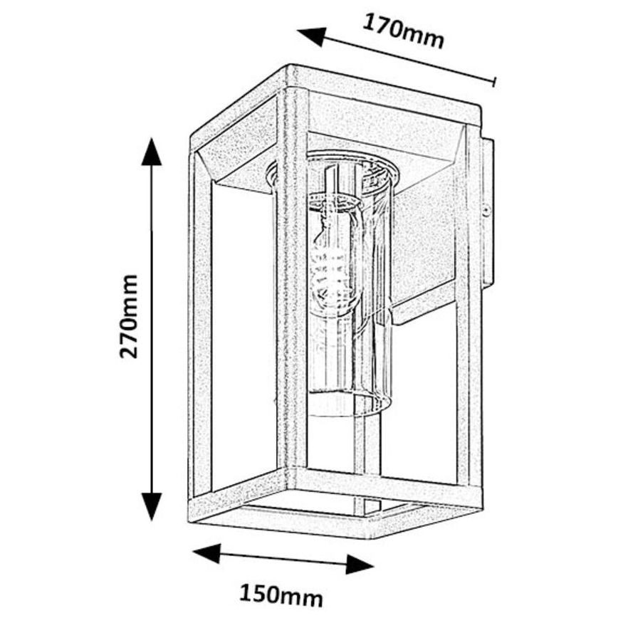 Rabalux - Вуличний настінний світильник 1xE27/15W/230V IP54 чорний