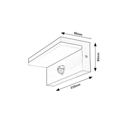 Rabalux - LED Вуличний настінний світильник з датчиком LED/9W/230V 2700/4000/6500K IP54 чорний
