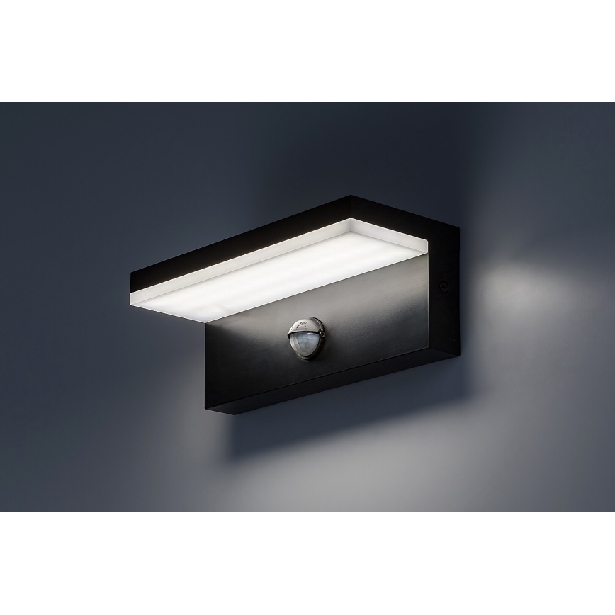 Rabalux - LED Вуличний настінний світильник з датчиком LED/9W/230V 2700/4000/6500K IP54 чорний