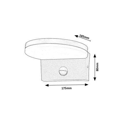 Rabalux - LED Вуличний настінний світильник з датчиком LED/9W/230V 2700/4000/6500K IP54 чорний