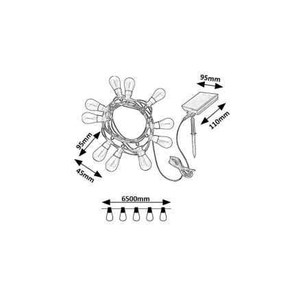 Rabalux - Светодиодная гирлянда на солнечной батарее LED/3,6W/3,7V 6,5 м 1200mAh IP44