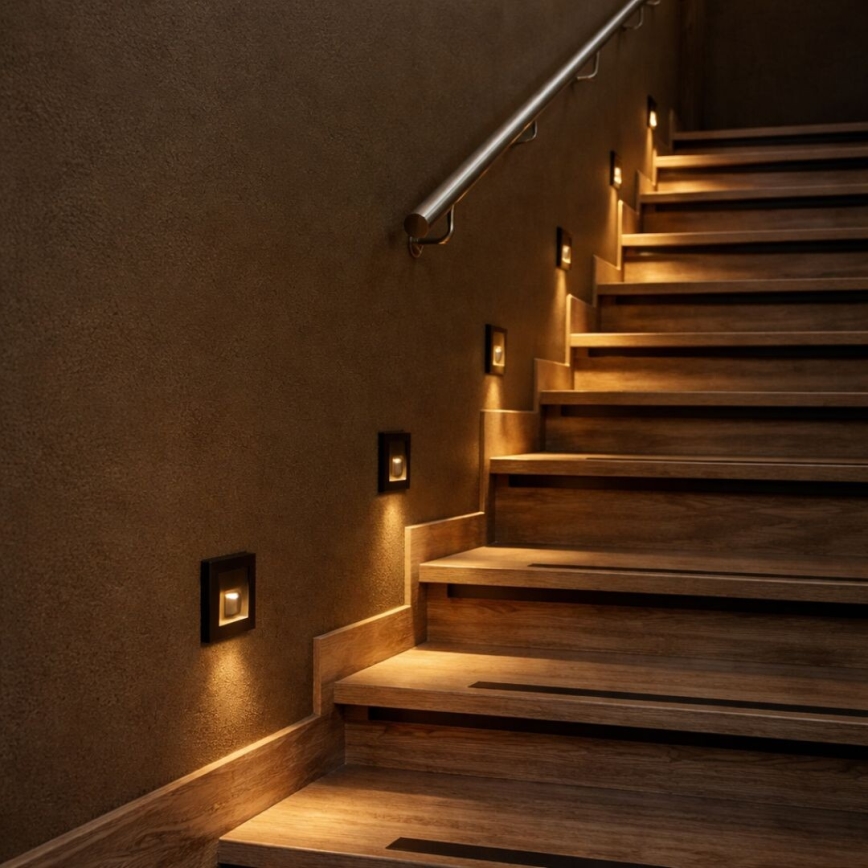 Rabalux - Светодиодный светильник для лестницы LED, 1 Вт, 230 В, 3000/4500/6500 К, чёрный