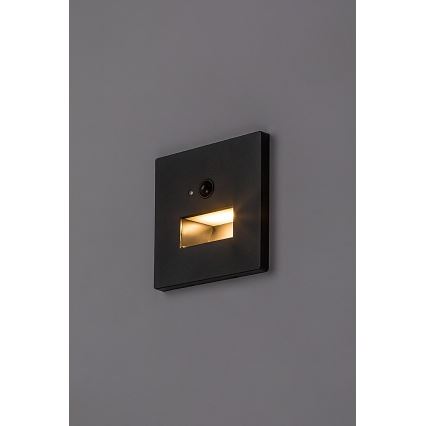 Rabalux - LED сходовий світильник з датчиком руху та сутінків LED/1W/230V 3000/4500/6500K чорний