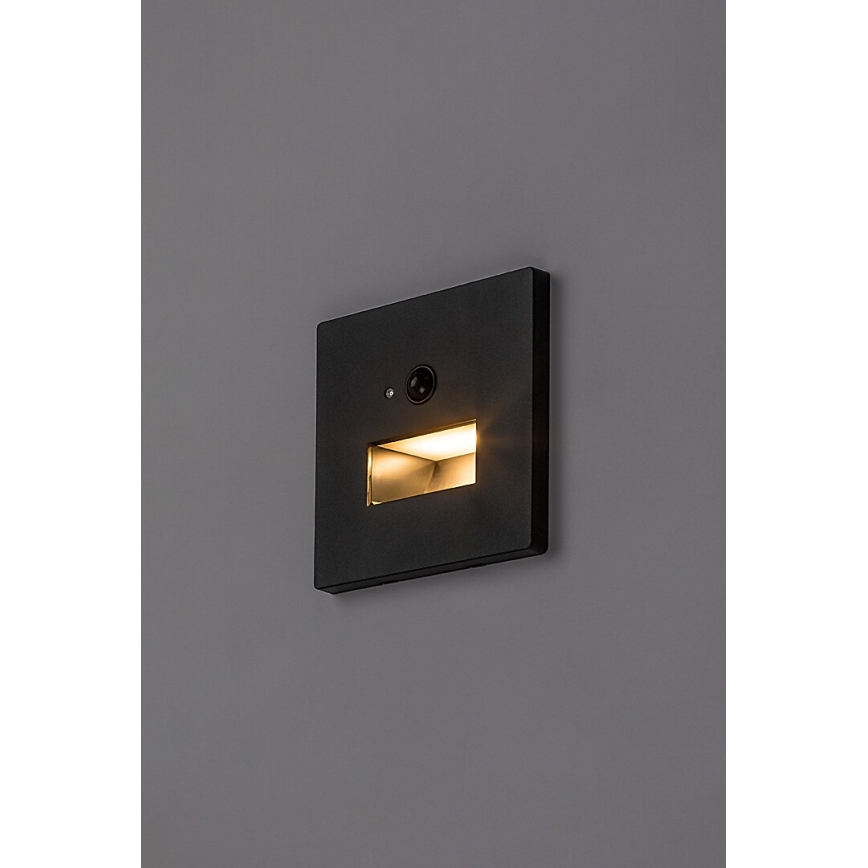 Rabalux - LED сходовий світильник з датчиком руху та сутінків LED/1W/230V 3000/4500/6500K чорний