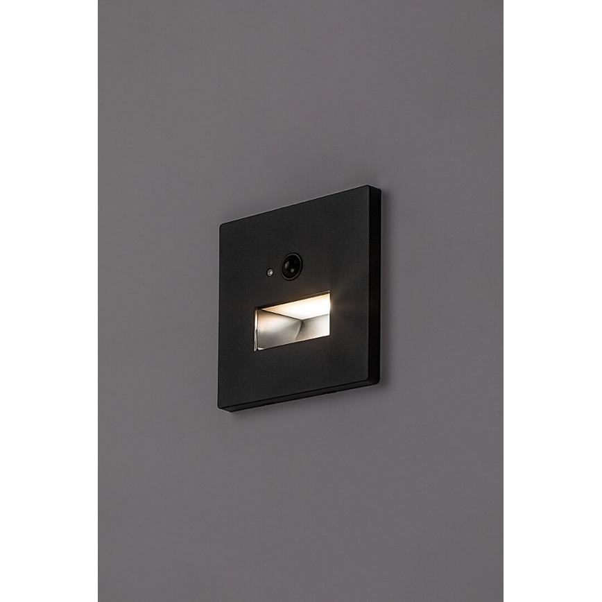 Rabalux - LED сходовий світильник з датчиком руху та сутінків LED/1W/230V 3000/4500/6500K чорний