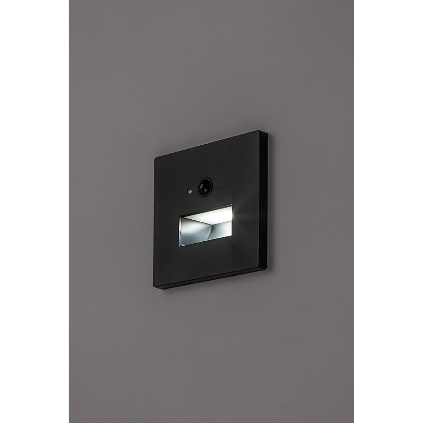Rabalux - LED сходовий світильник з датчиком руху та сутінків LED/1W/230V 3000/4500/6500K чорний
