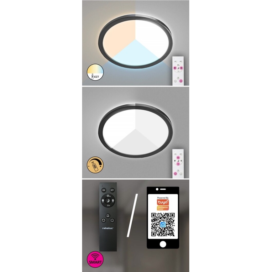 Rabalux - диммируемый наружный потолочный светодиодный светильник LED/15W/230V Wi-Fi Tuya 2700-6500K IP44 + пульт дистанционного управления