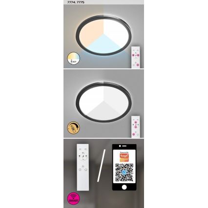Rabalux - диммируемый наружный потолочный светодиодный светильник LED/15W/230V Wi-Fi Tuya 2700-6500K IP44 + пульт дистанционного управления