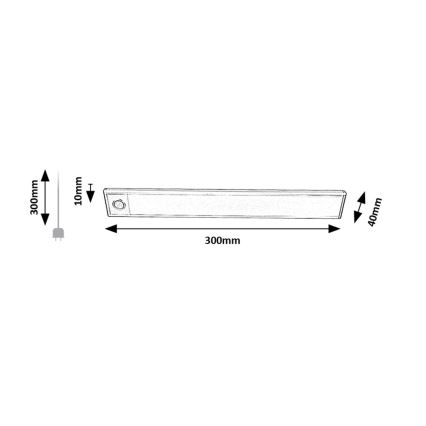 Rabalux - Світильник LED під шафу з датчиком, акумуляторний LED/2W/3,7V 1100mAh 4000K