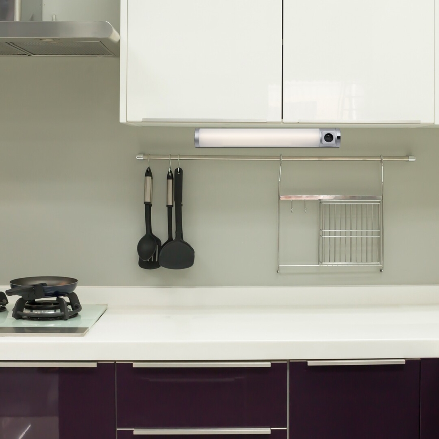 Rabalux - LED світильник для підсвітки стільниці з розетками LED/8W/230V 4000K 68 cm срібний