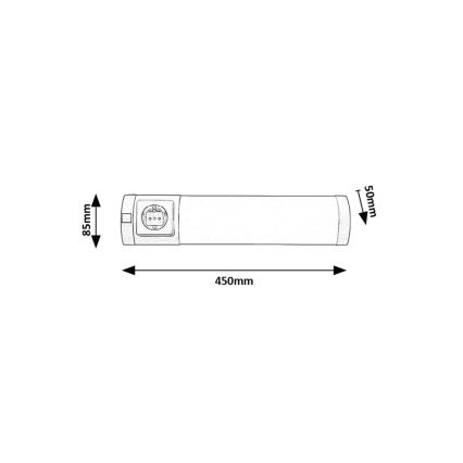 Rabalux - LED Світильник для підсвітки стільниці з розеткою LED/5W/230V 4000K 45 см матовий хром