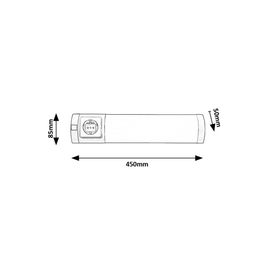 Rabalux - LED Світильник для підсвітки стільниці з розеткою LED/5W/230V 4000K 45 см матовий хром