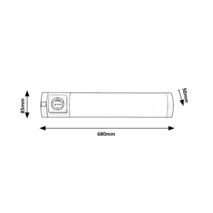 Rabalux - LED світильник для підсвітки стільниці з розетками LED/8W/230V 4000K 68 см матовий хром