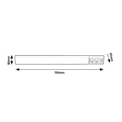 Rabalux - LED світильник для підсвітки стільниці з 2 розетками LED/15W/230V 4000K 70 см білий