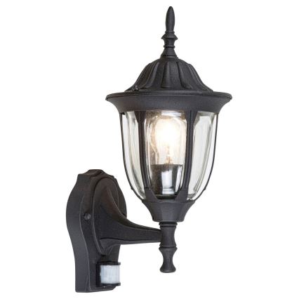 Rabalux - Уличный настенный светильник с датчиком MILANO 1xE27/60W/230V IP43 черный