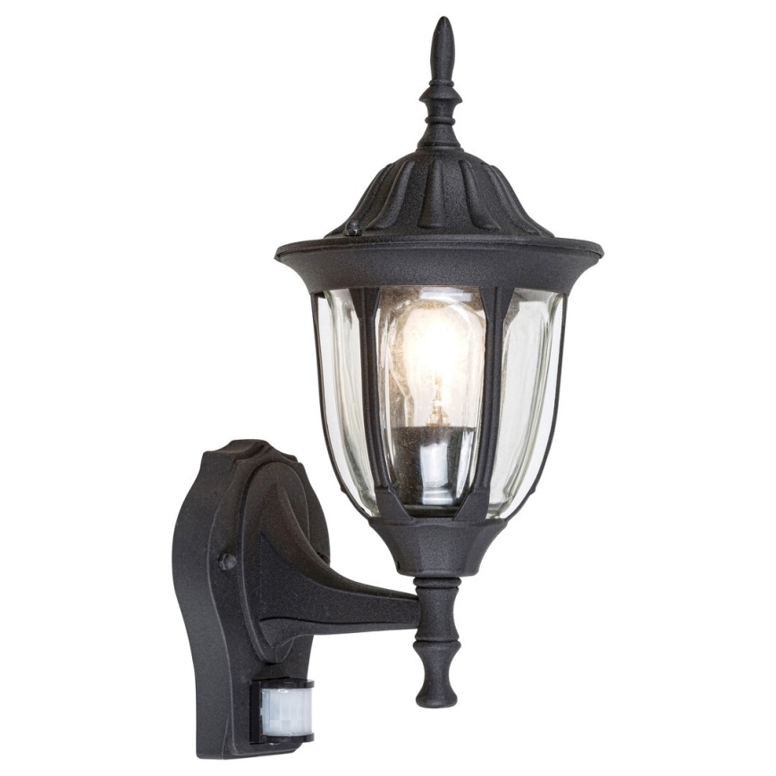 Rabalux - Уличный настенный светильник с датчиком MILANO 1xE27/60W/230V IP43 черный