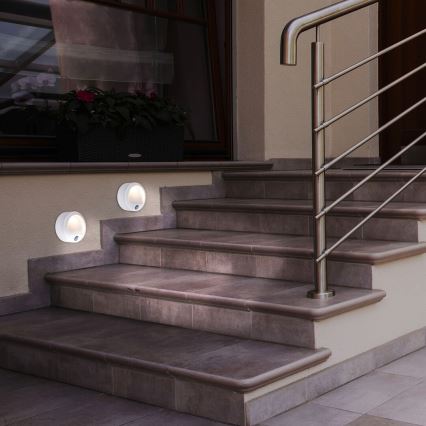 Rabalux - Уличный светодиодный настенный светильник с датчиком LED/1,5W/3xAA IP44 белый