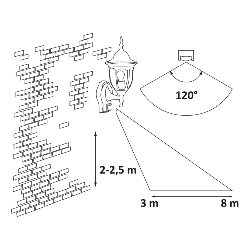 Rabalux - Вуличний світильник з датчиком 1xE27/60W/230V