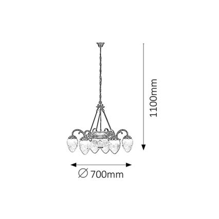Rabalux 8636 - Люстра на цепи ANNABELLA 6xE14/40W+2xE27/60W