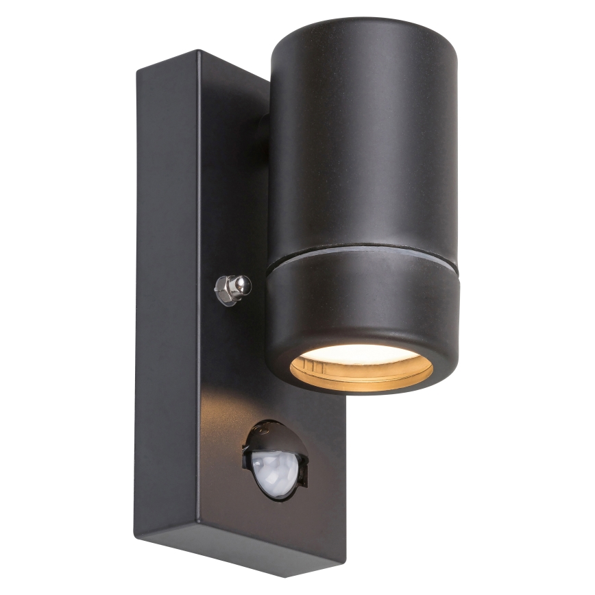 Rabalux - Уличный настенный светильник с датчиком 1xGU10/10W/230V черный IP44