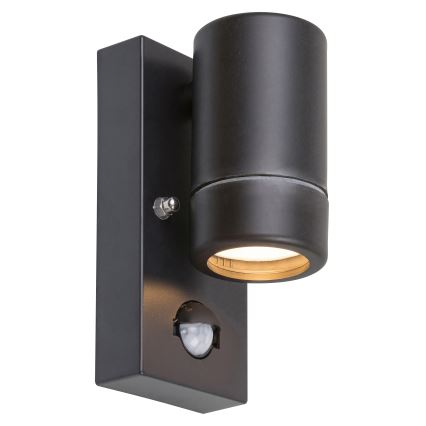 Rabalux - Зовнішній настінний світильник з датчиком 1xGU10/10W/230V чорний IP44